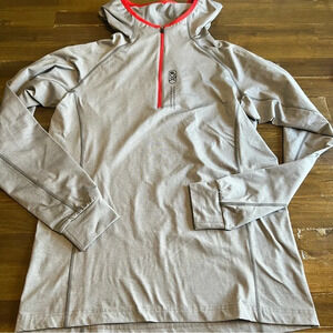 Discovery Expedition Active 1/4 Zip Jacket Sweater Hooded Gray Red Small 95